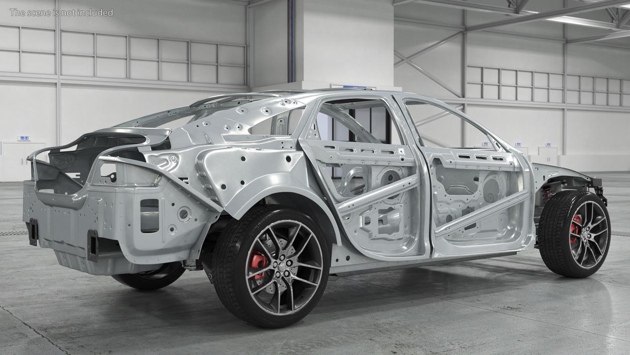 3D Car Frame with Suspension and Wheels