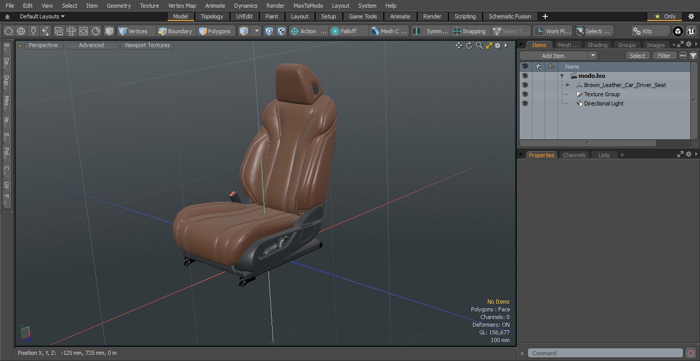 Brown Leather Car Driver Seat 3D model