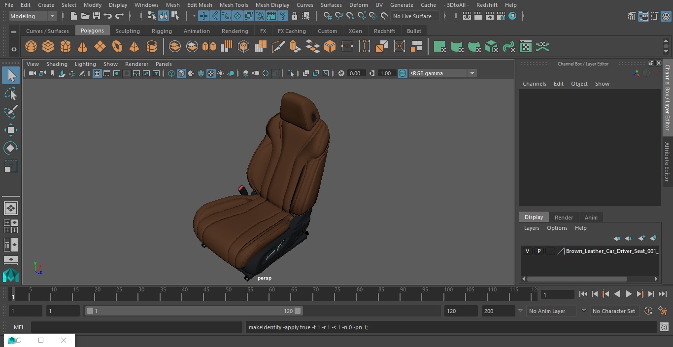 Brown Leather Car Driver Seat 3D model