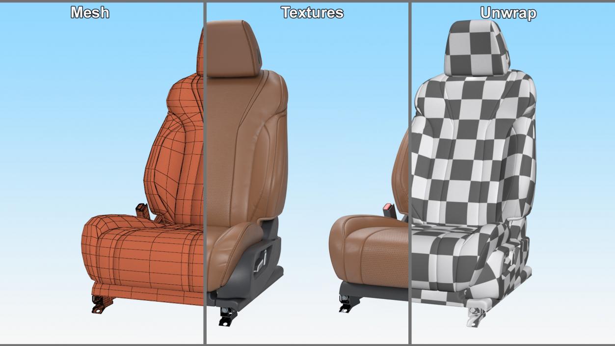 Brown Leather Car Driver Seat 3D model