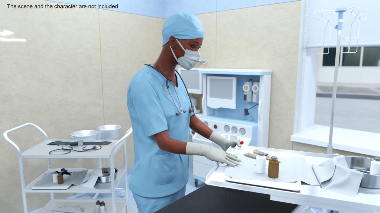 Surgeon Uniform Scrubs with Stethoscope 3D model