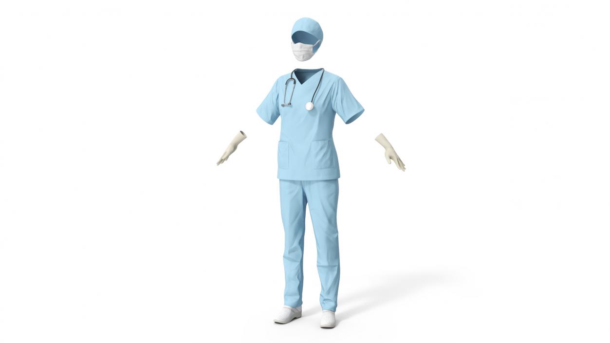 Surgeon Uniform Scrubs with Stethoscope 3D model