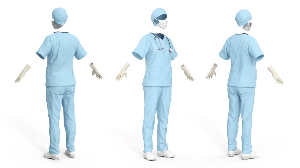 Surgeon Uniform Scrubs with Stethoscope 3D model