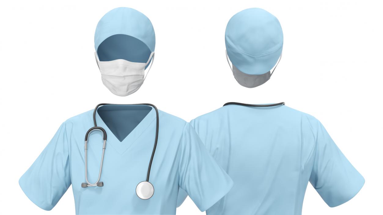 Surgeon Uniform Scrubs with Stethoscope 3D model