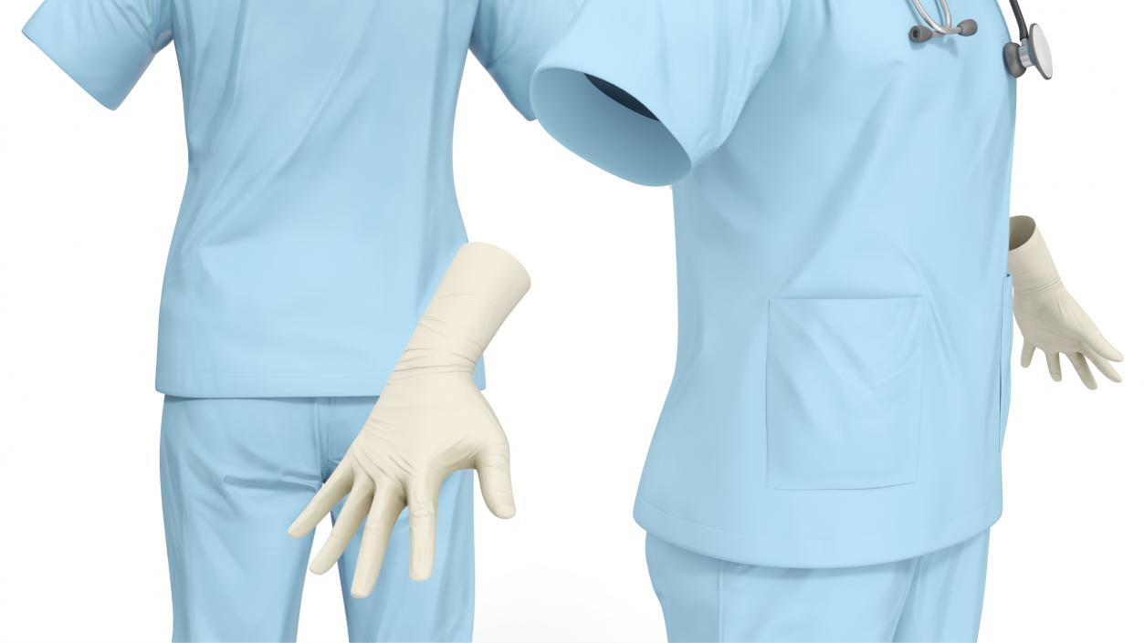 Surgeon Uniform Scrubs with Stethoscope 3D model