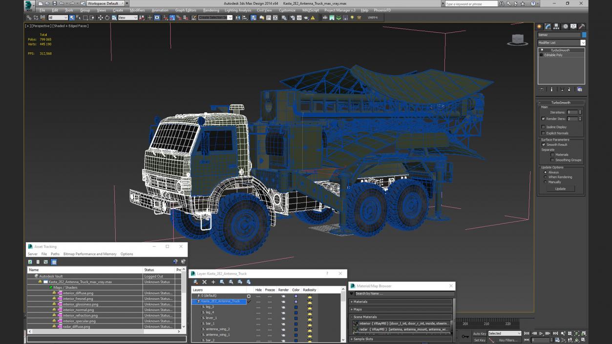 3D Kasta 2E2 Antenna Truck model