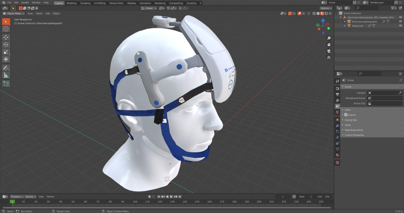 3D model Electroencephalography EEG Headset Nihon Kohden AE-120A