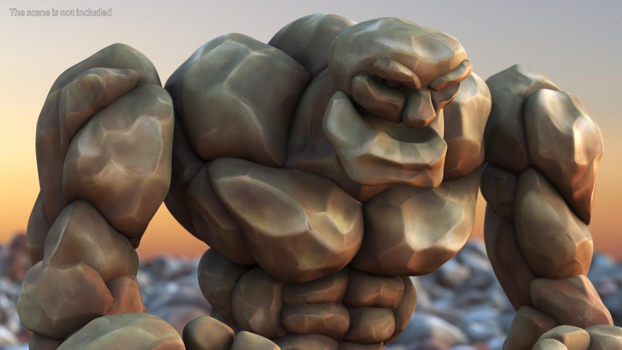 3D model Brown Stone Golem Character Walking Pose