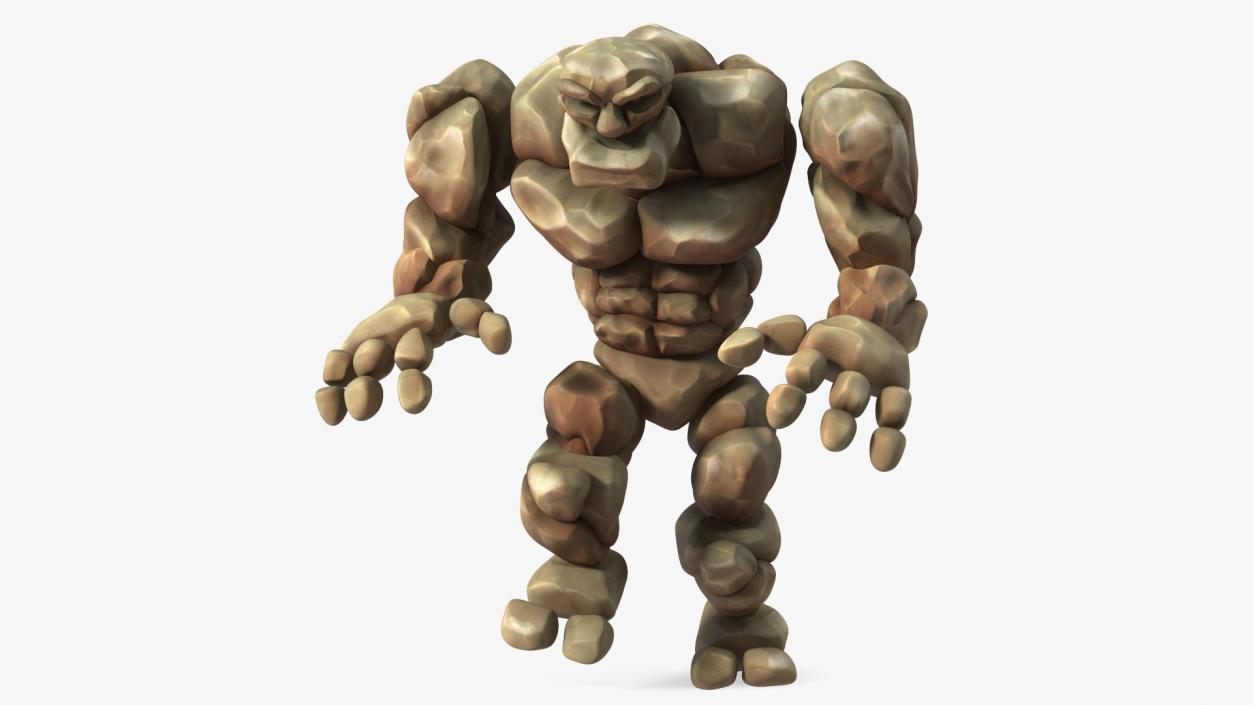 3D model Brown Stone Golem Character Walking Pose