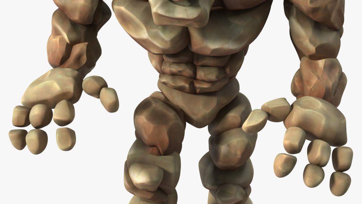 3D model Brown Stone Golem Character Walking Pose