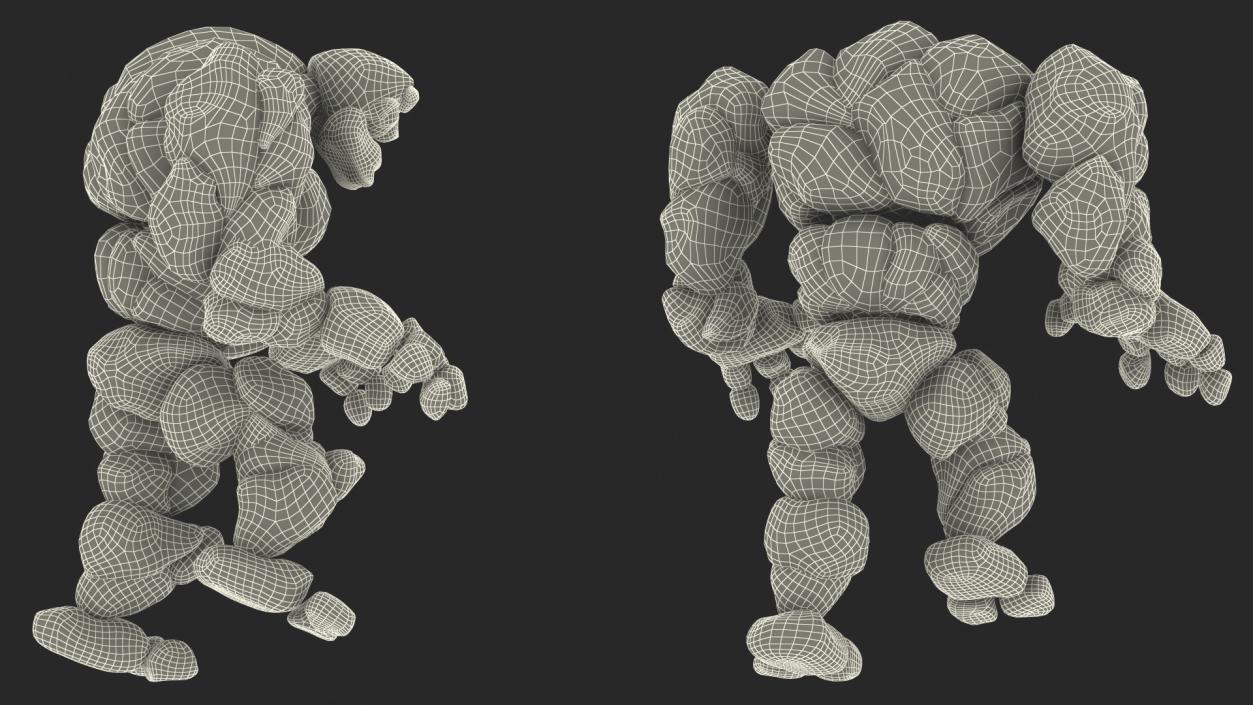 3D model Brown Stone Golem Character Walking Pose