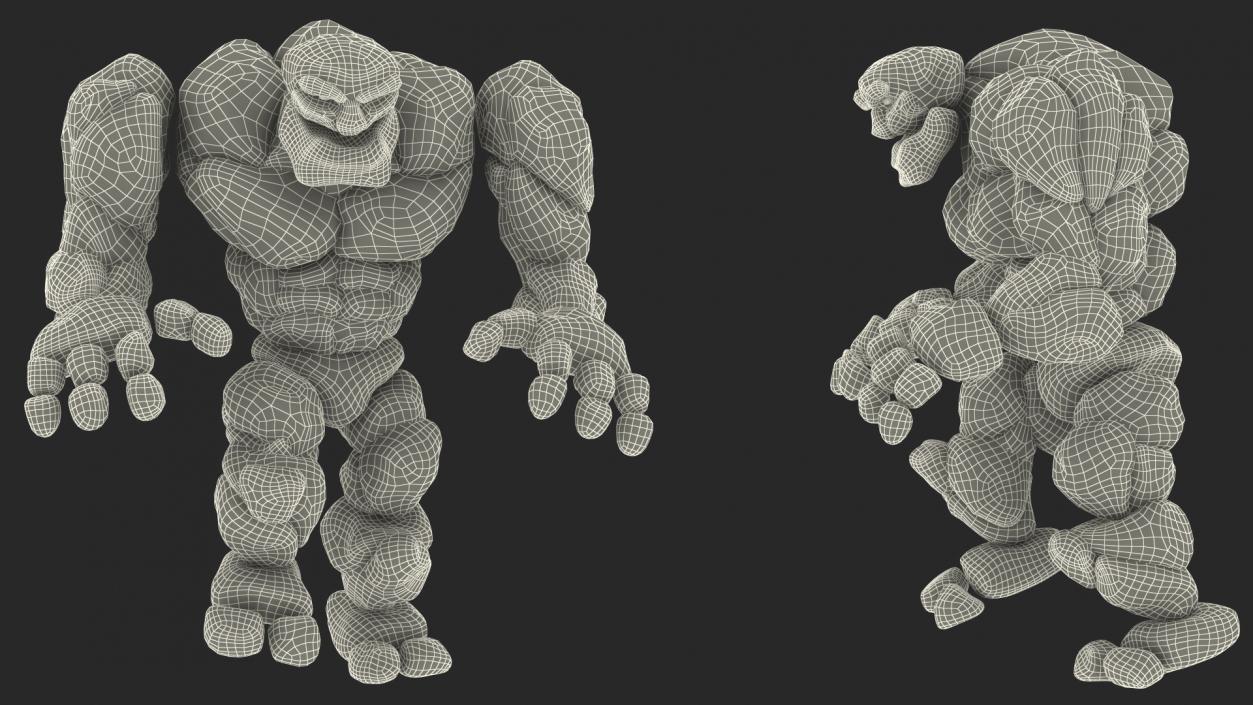 3D model Brown Stone Golem Character Walking Pose