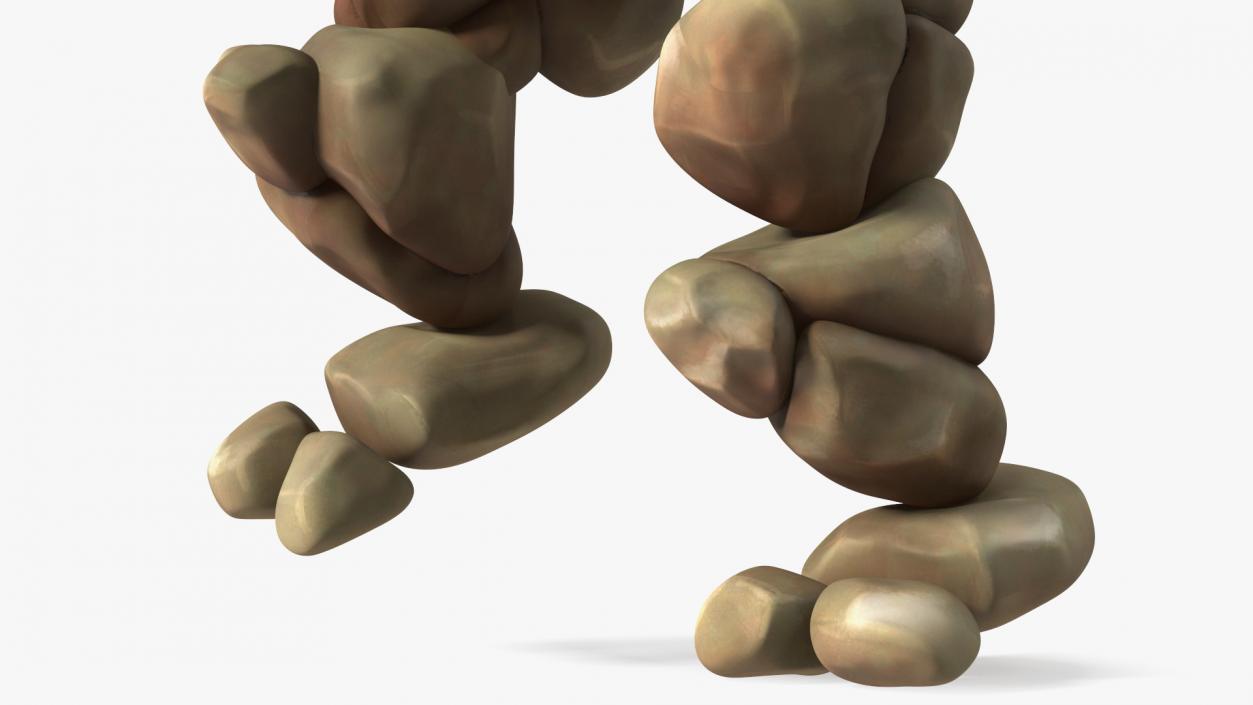 3D model Brown Stone Golem Character Walking Pose