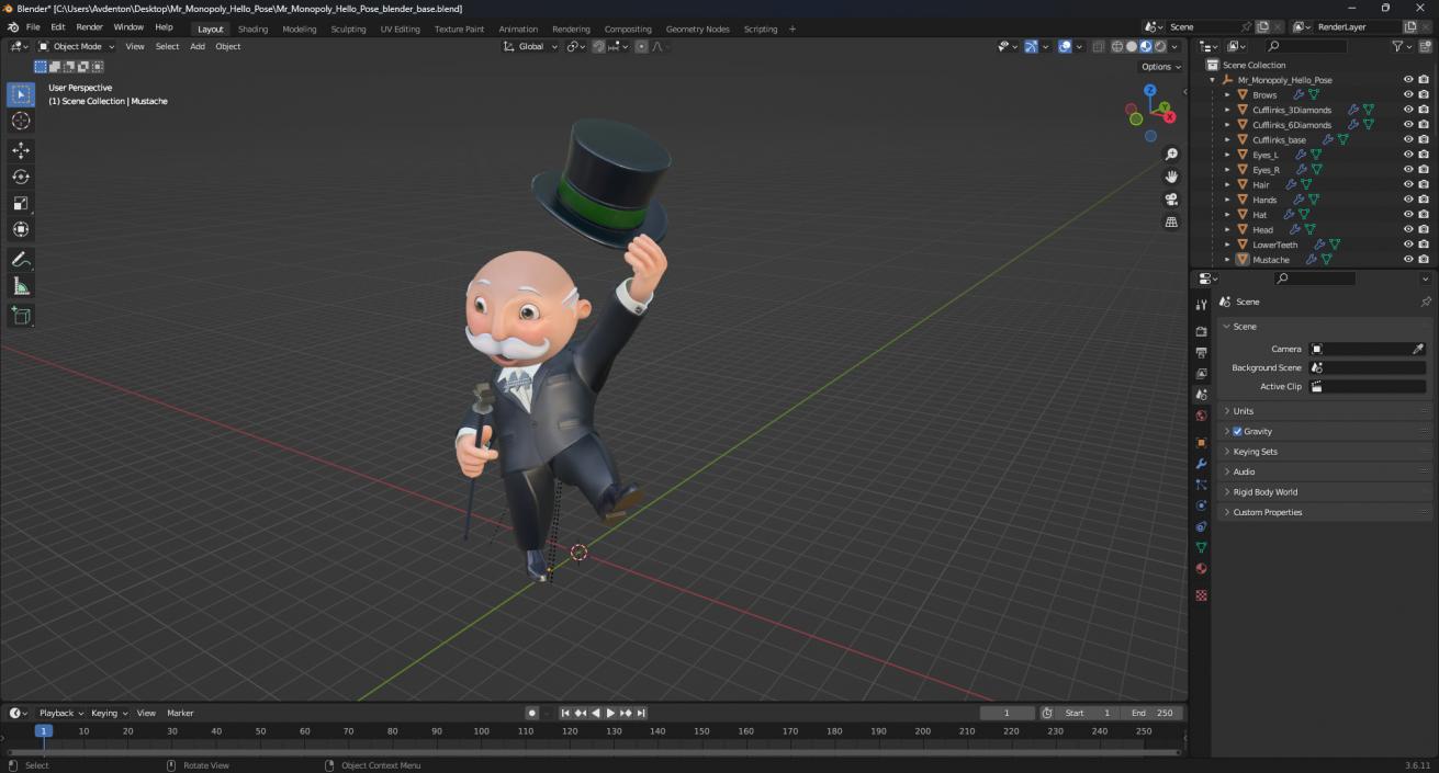 Mr Monopoly Hello Pose 2 3D model