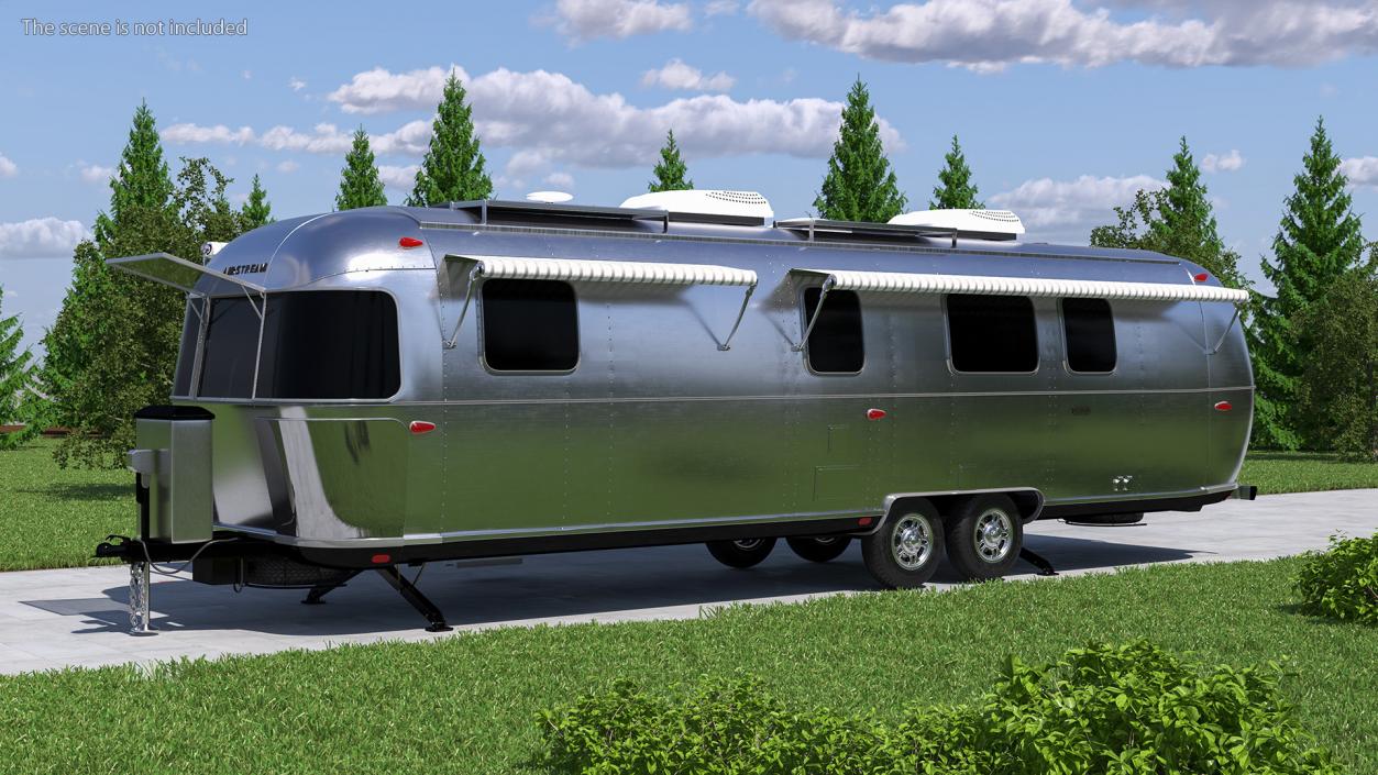 Travel Trailer Airstream Classic 33FB Rigged 3D model