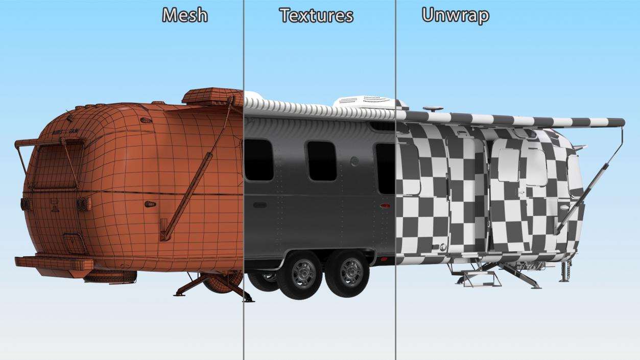 Travel Trailer Airstream Classic 33FB Rigged 3D model