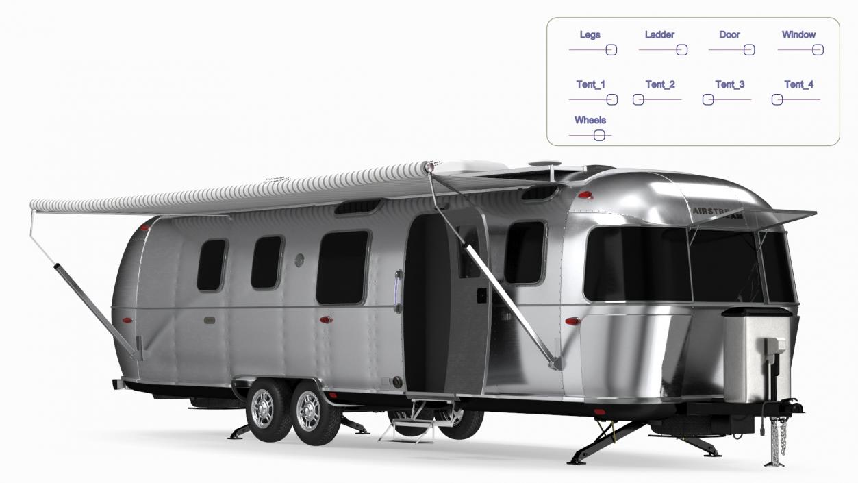 Travel Trailer Airstream Classic 33FB Rigged 3D model