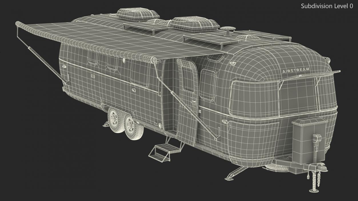 Travel Trailer Airstream Classic 33FB Rigged 3D model