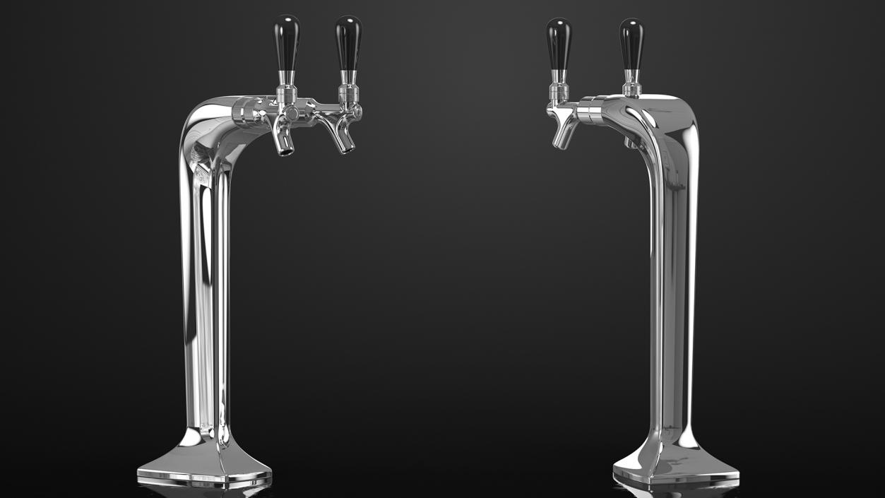 3D Double Tap Draft Beer Tower Stainless Steel model