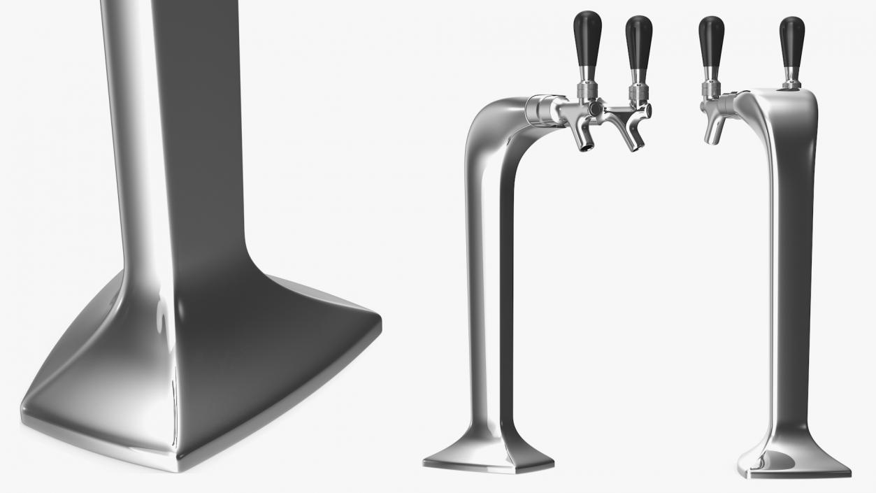 3D Double Tap Draft Beer Tower Stainless Steel model