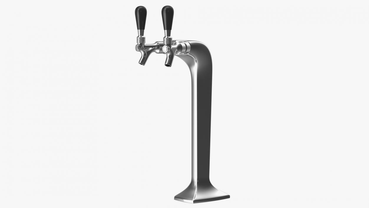 3D Double Tap Draft Beer Tower Stainless Steel model