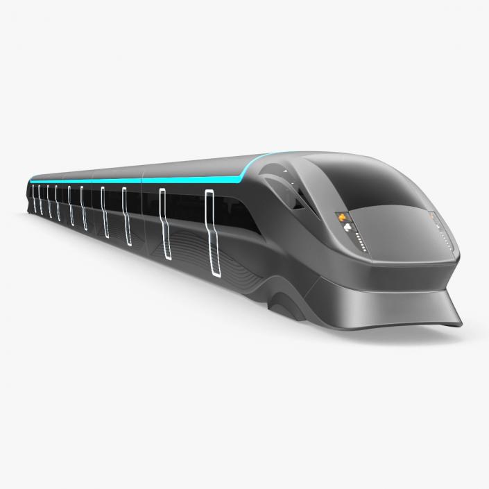 3D model Futuristic Train with Cars Silver 2