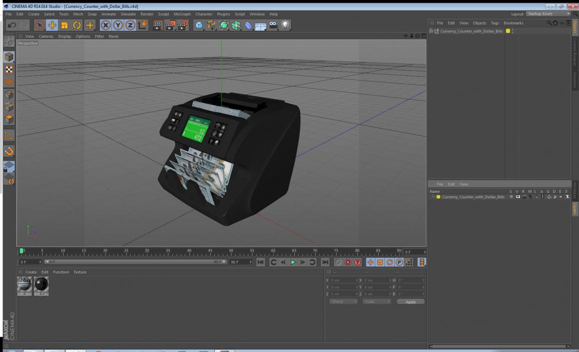 Currency Counter with Dollar Bills 3D model