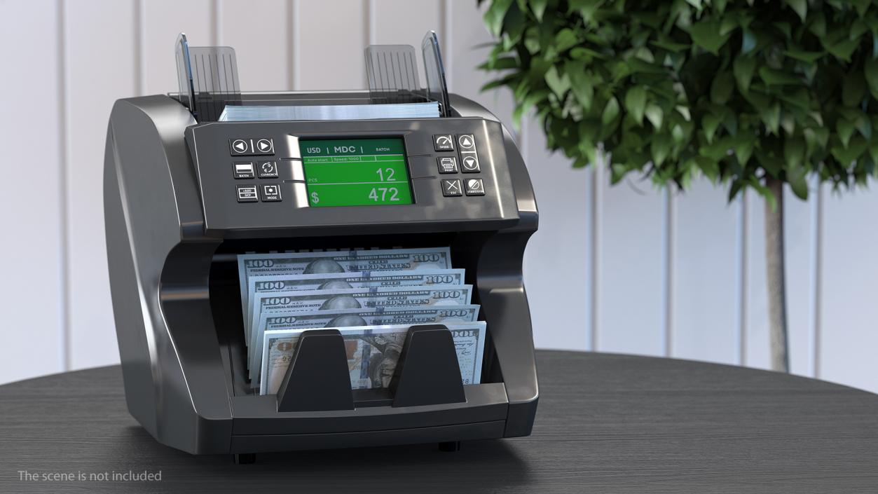 Currency Counter with Dollar Bills 3D model