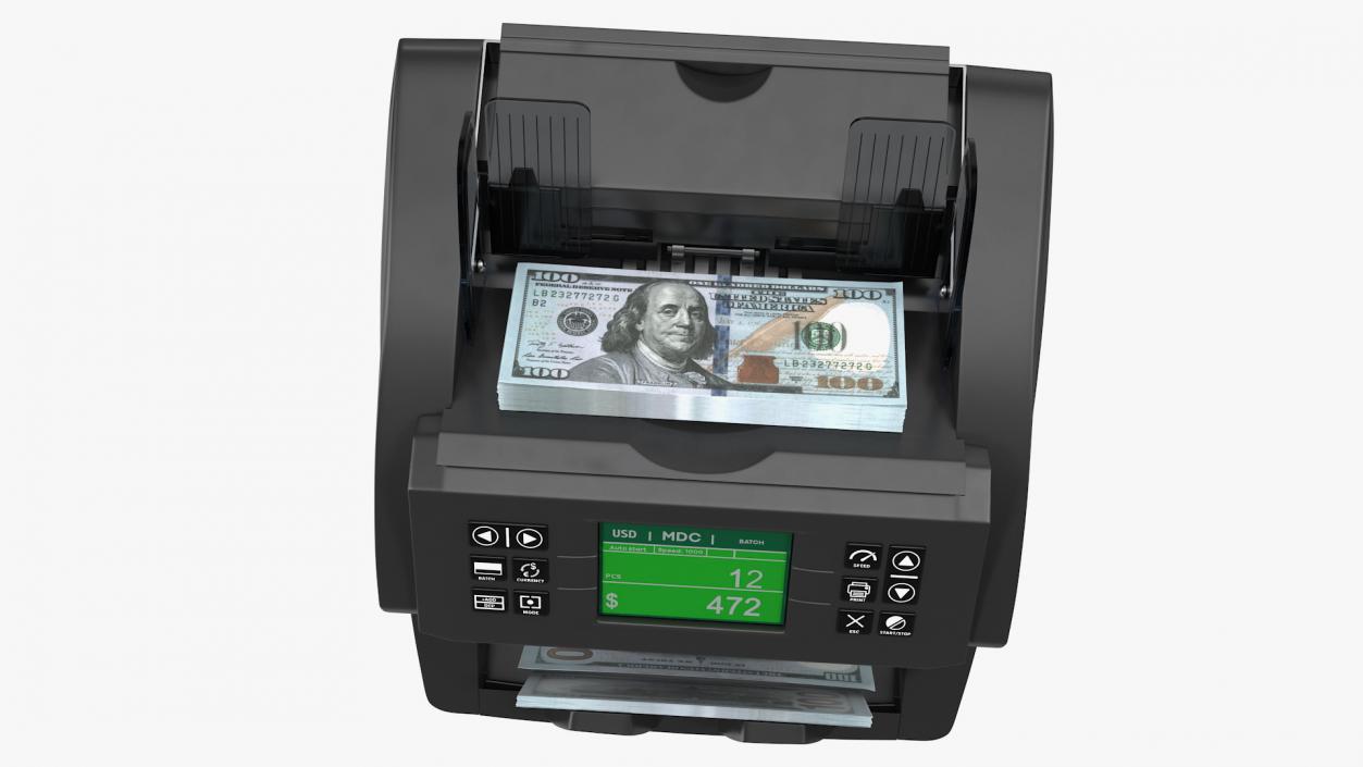 Currency Counter with Dollar Bills 3D model