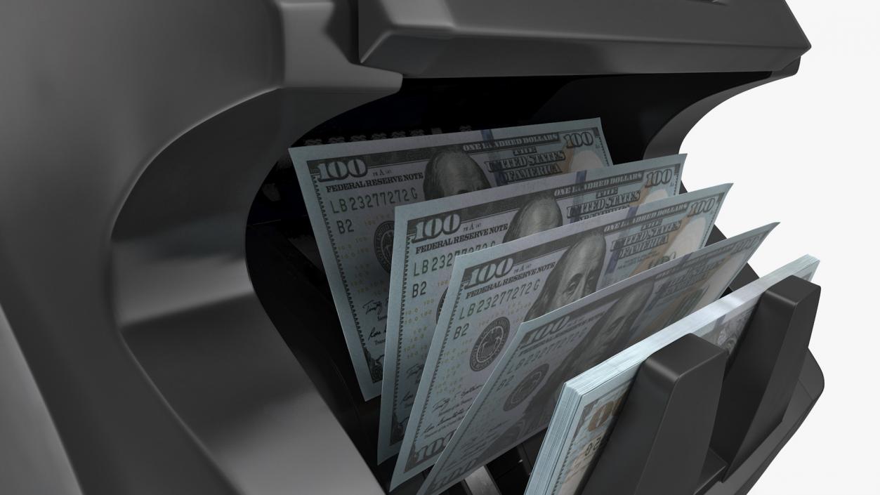 Currency Counter with Dollar Bills 3D model