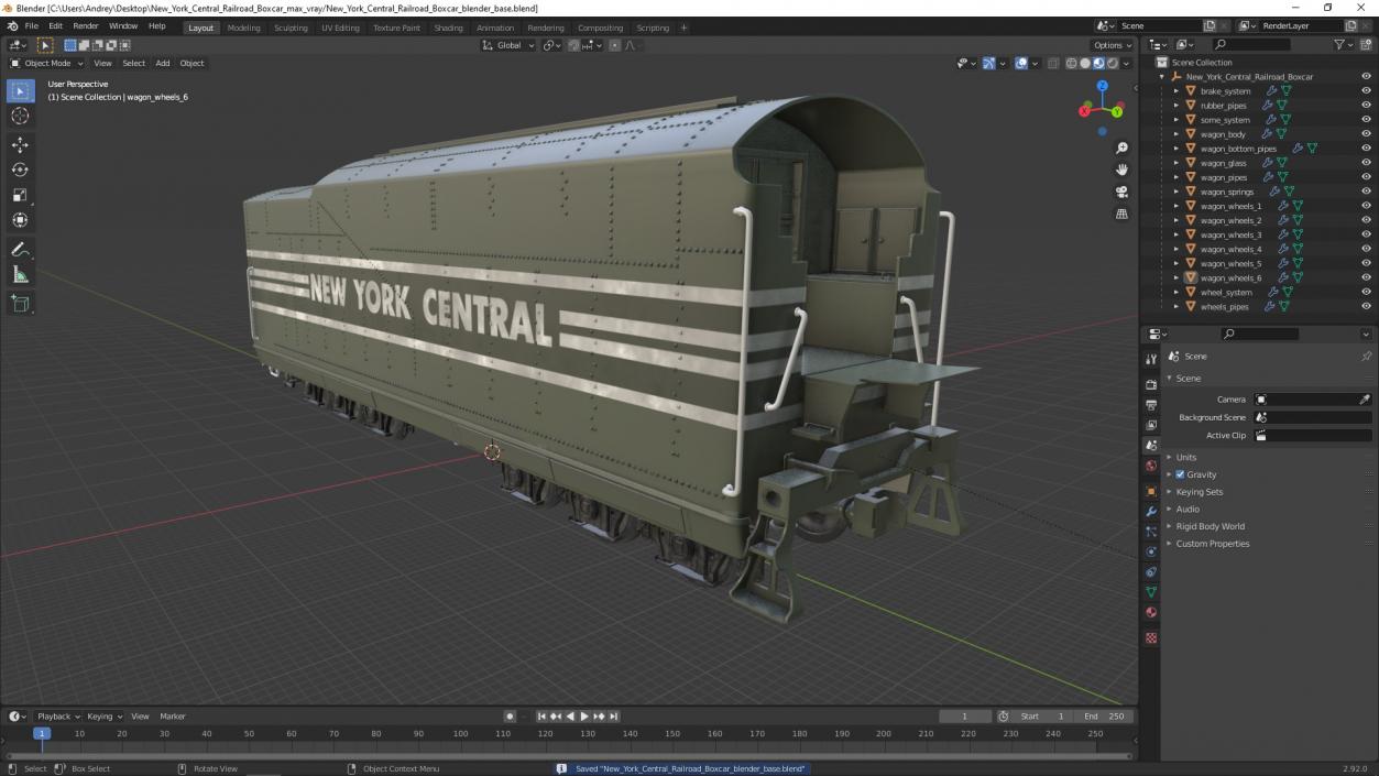 New York Central Railroad Boxcar 3D