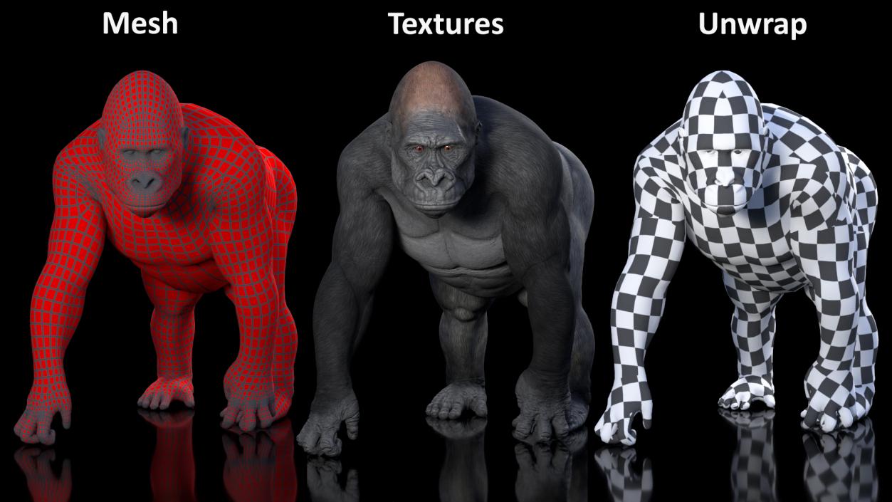 3D Eastern Gorilla Walking Pose model