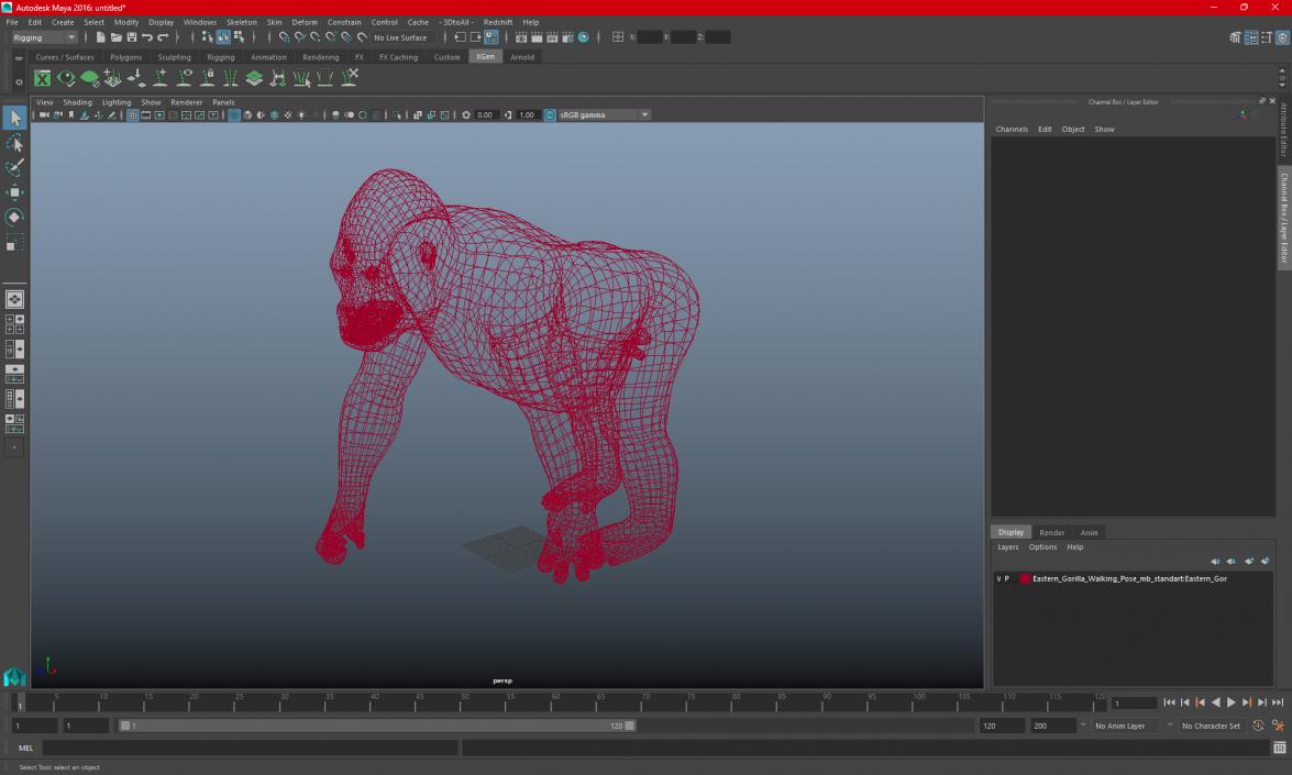 3D Eastern Gorilla Walking Pose model