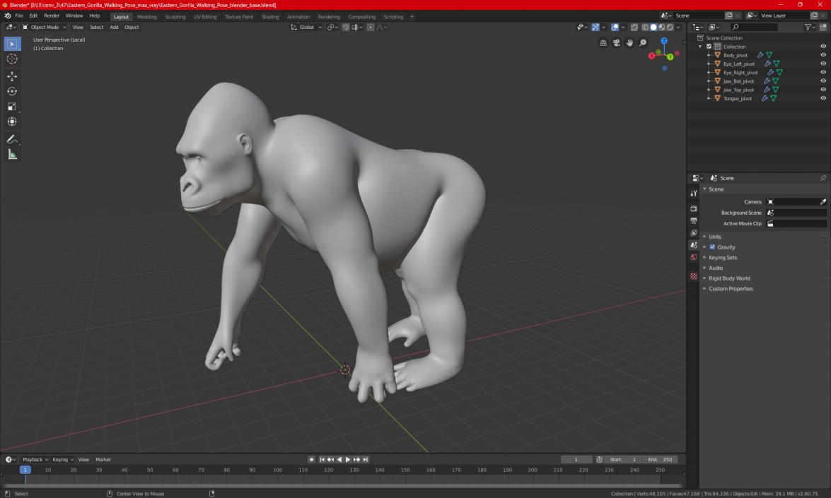 3D Eastern Gorilla Walking Pose model