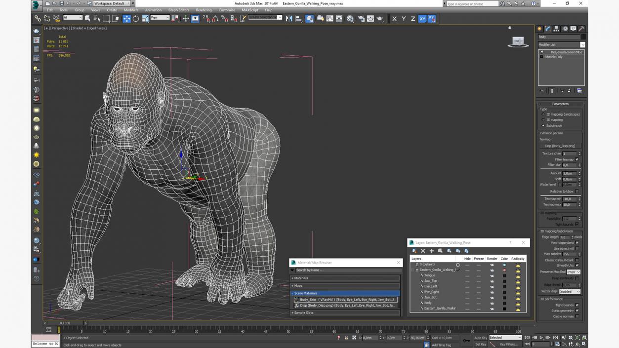 3D Eastern Gorilla Walking Pose model