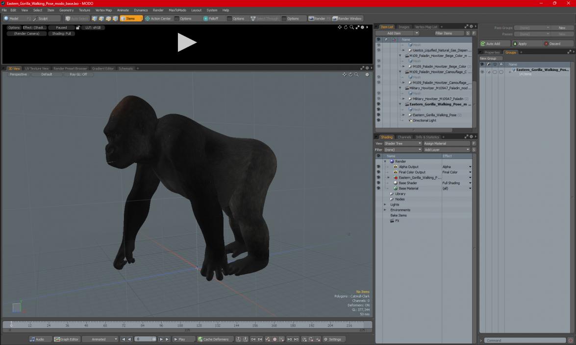 3D Eastern Gorilla Walking Pose model