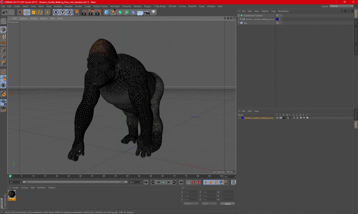 3D Eastern Gorilla Walking Pose model