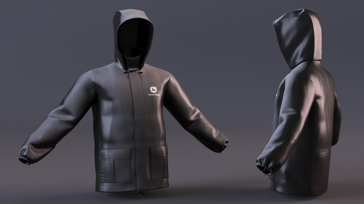 3D model John Deere Unisex Black Rain Jacket