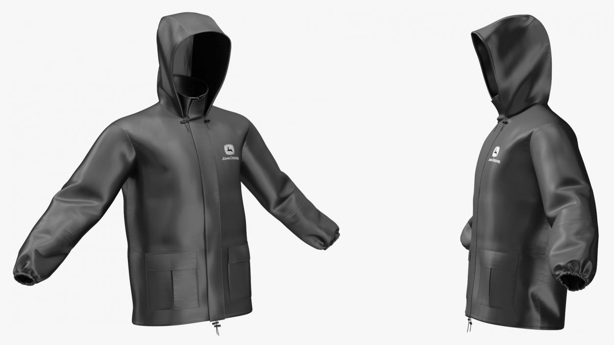 3D model John Deere Unisex Black Rain Jacket