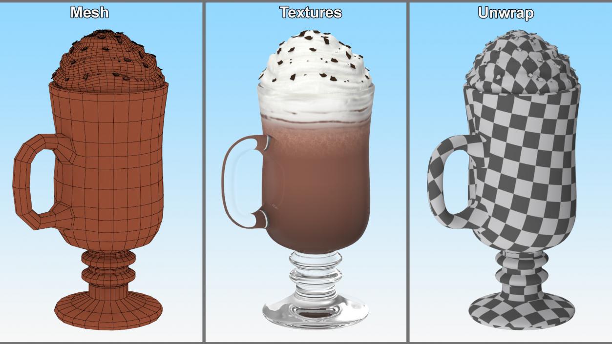 3D Irish Glass Hot Chocolate with Cream