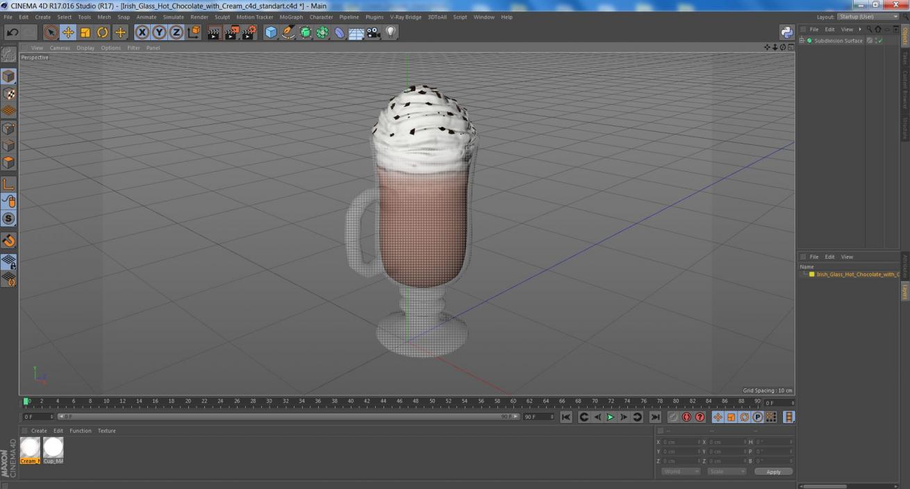 3D Irish Glass Hot Chocolate with Cream