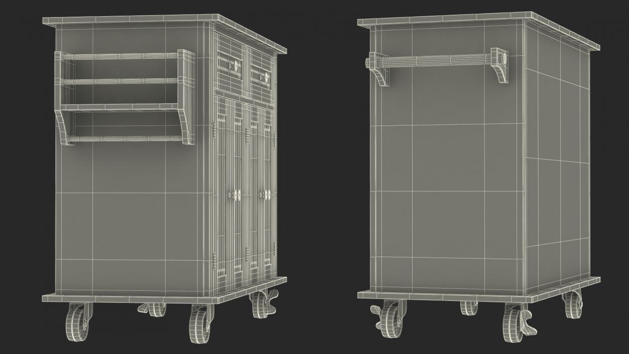 3D model Movable Kitchen Cupboard White