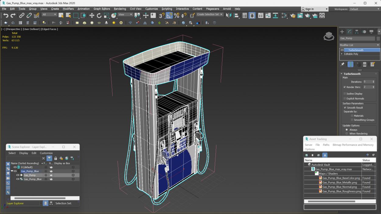 3D model Gas Pump Blue 2