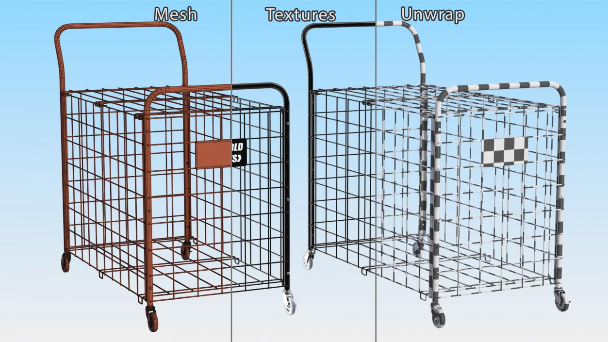 3D Black Metal Sports Ball Storage Cart