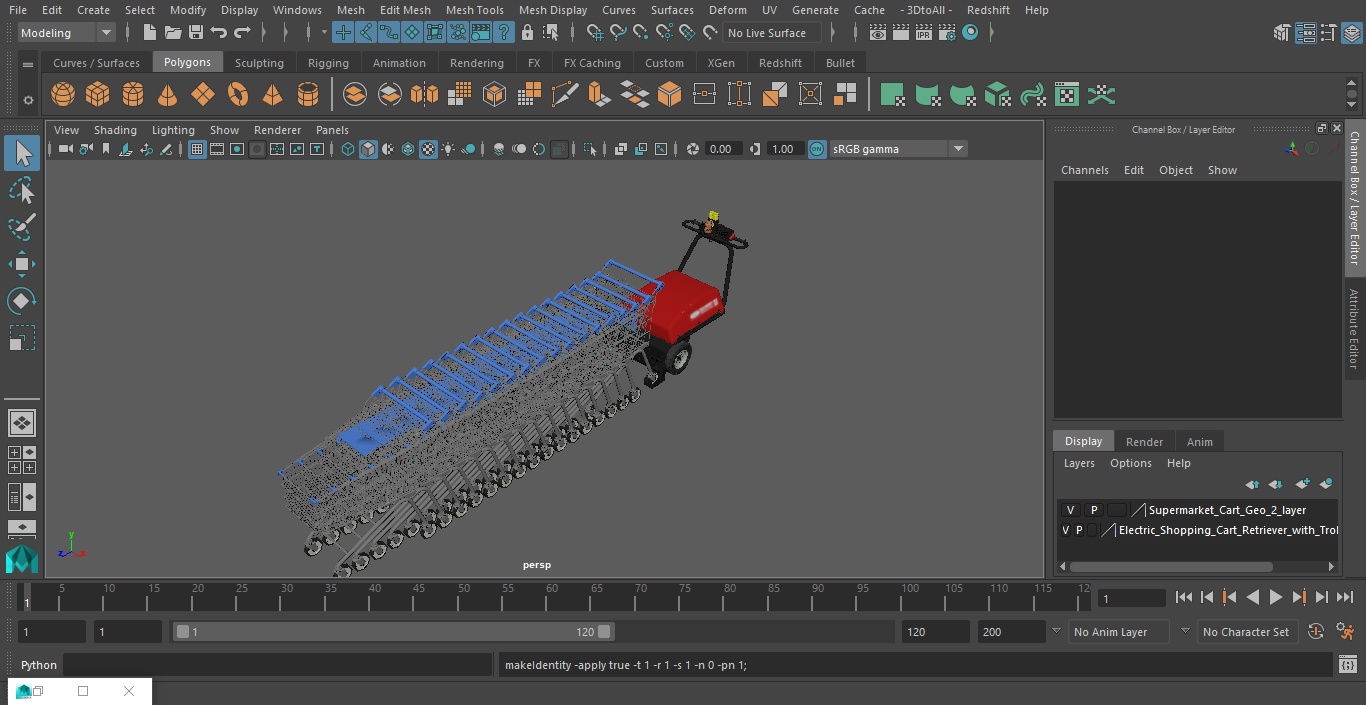 3D model Electric Shopping Cart Retriever with Trolley