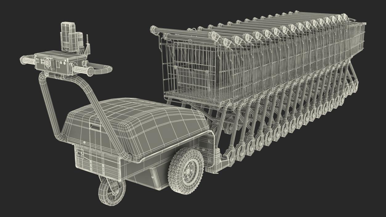 3D model Electric Shopping Cart Retriever with Trolley