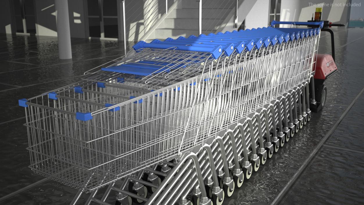 3D model Electric Shopping Cart Retriever with Trolley