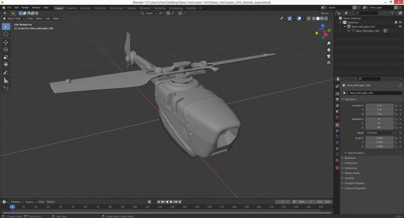 Nano Helicopter UAV 3D model