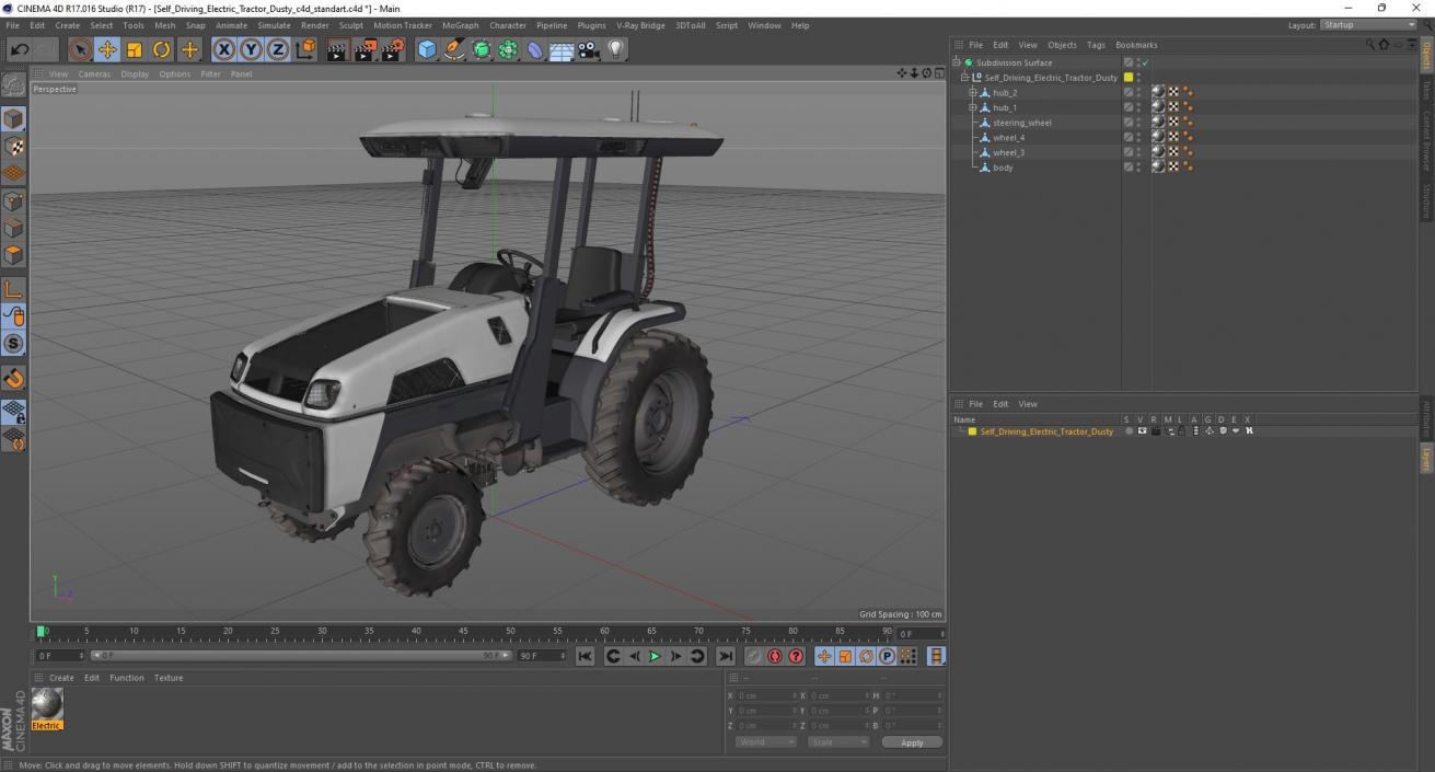 3D model Self Driving Electric Tractor Dusty