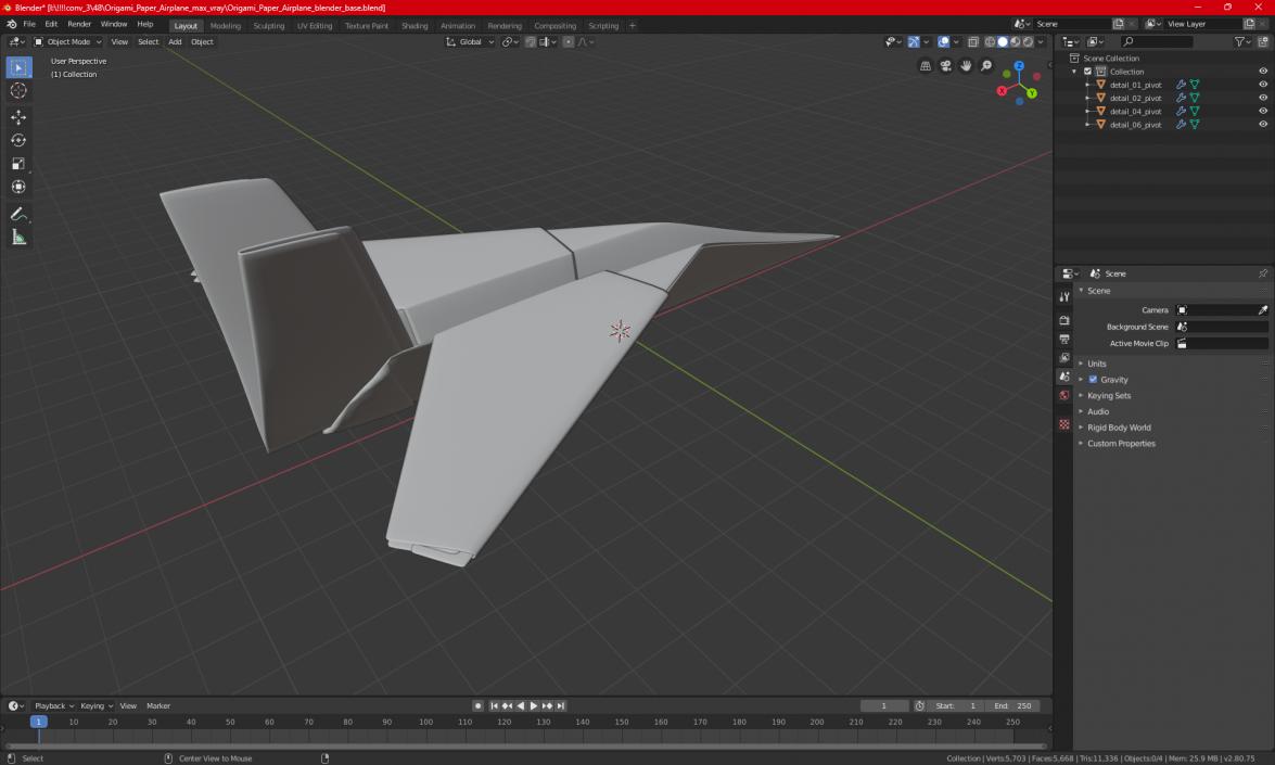 Origami Paper Airplane 2 3D model